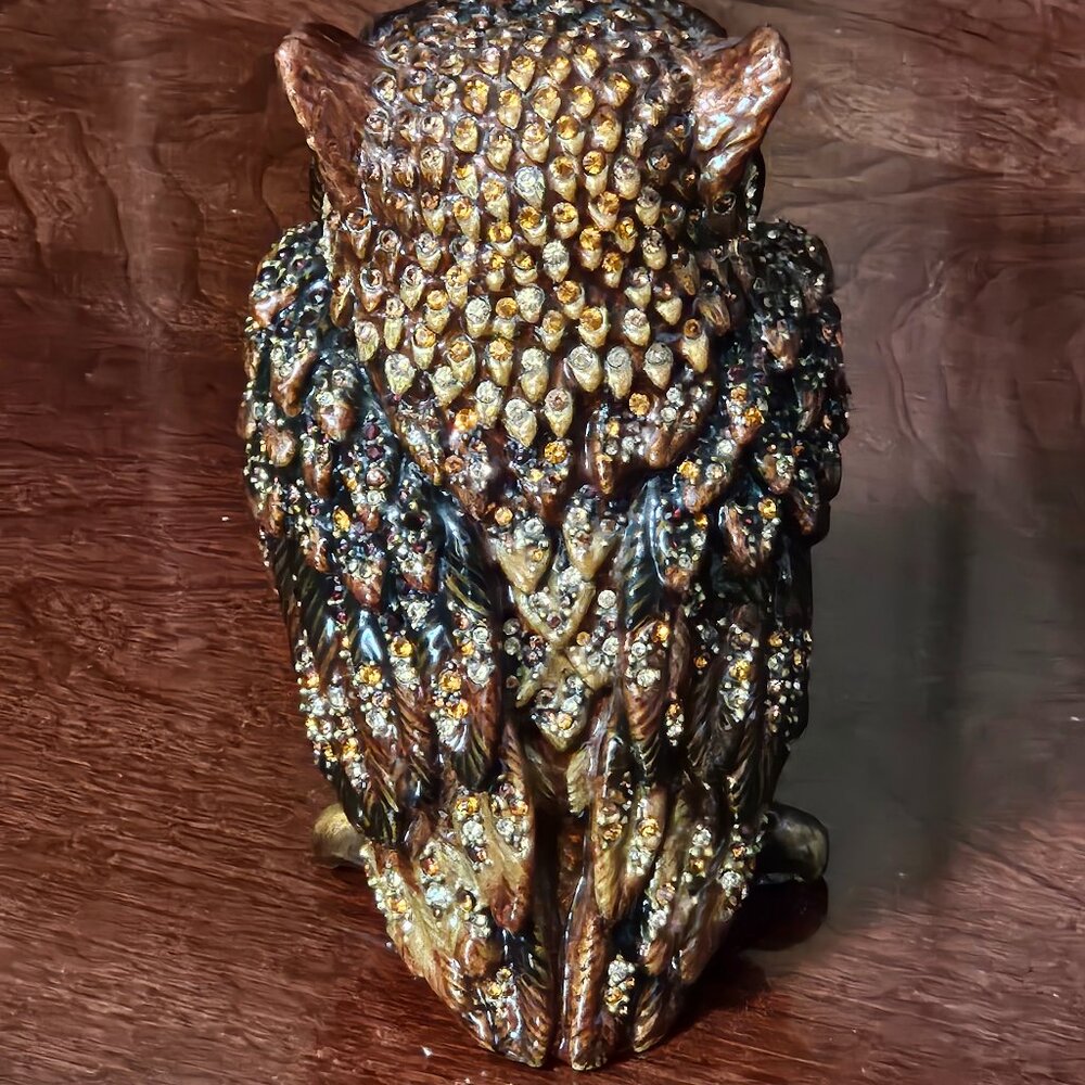 RARE LIMITED EDITION JAY STRONGWATER JUNGLE OWL CRYSTAL ENAMEL FIGURINE OBJET - Picture 6 of 13
